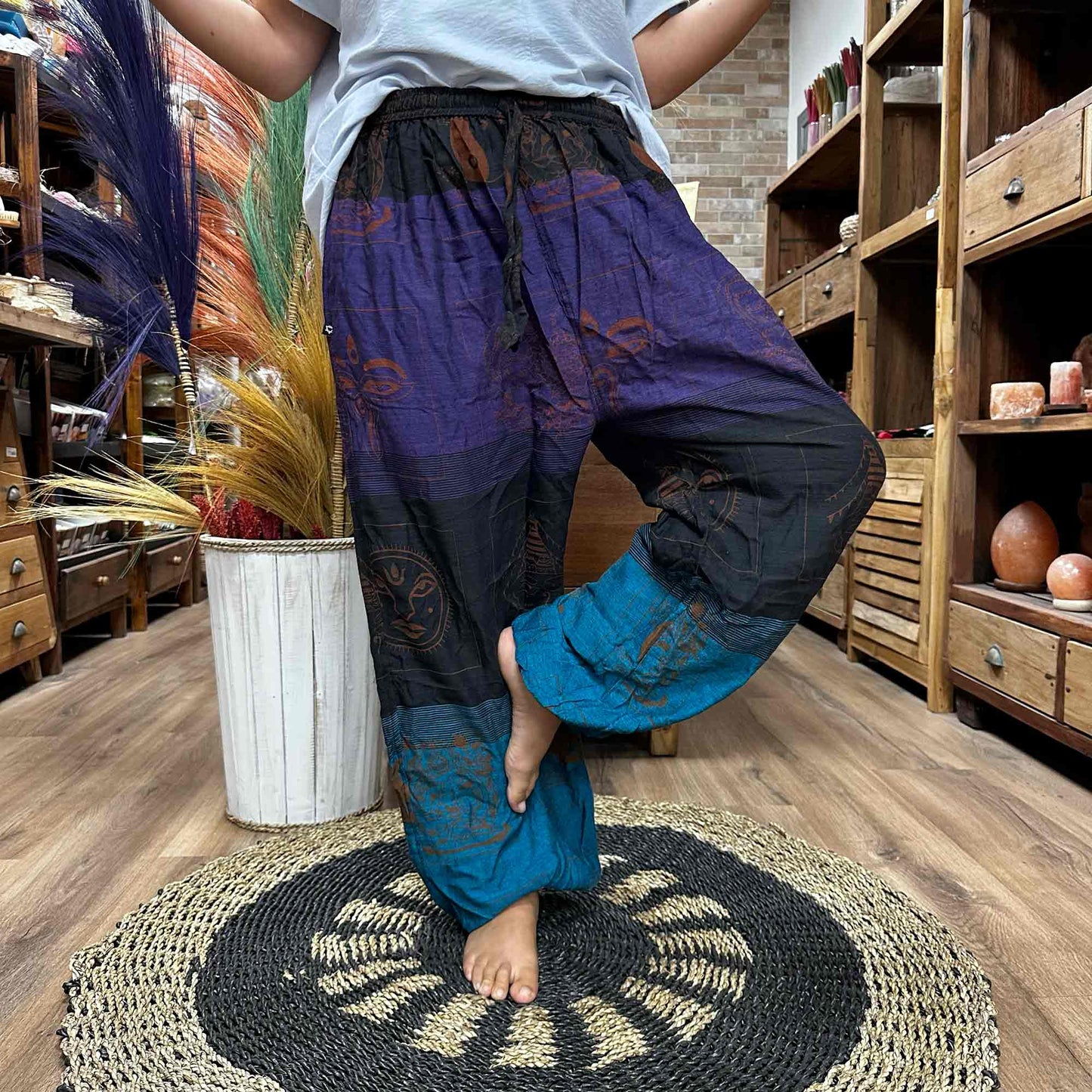 Festival and Yoga Pants - High Cross Himalayan Print on Purple