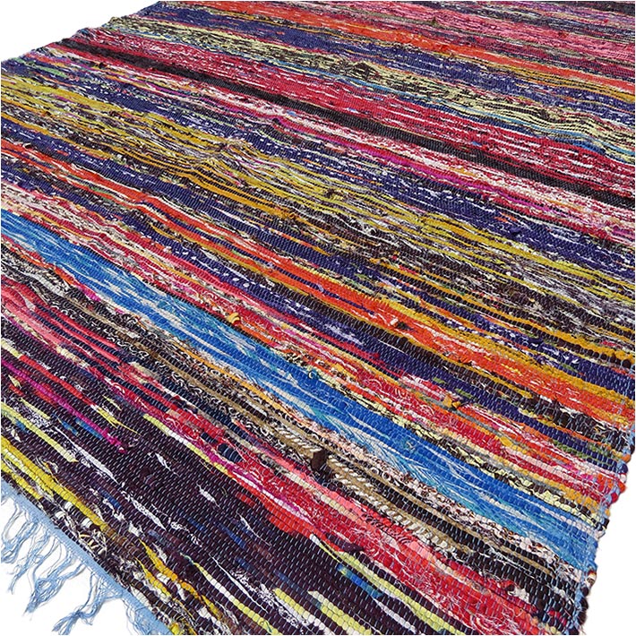 Indian Rag Rug 153 x 90cm Luxury - Blue