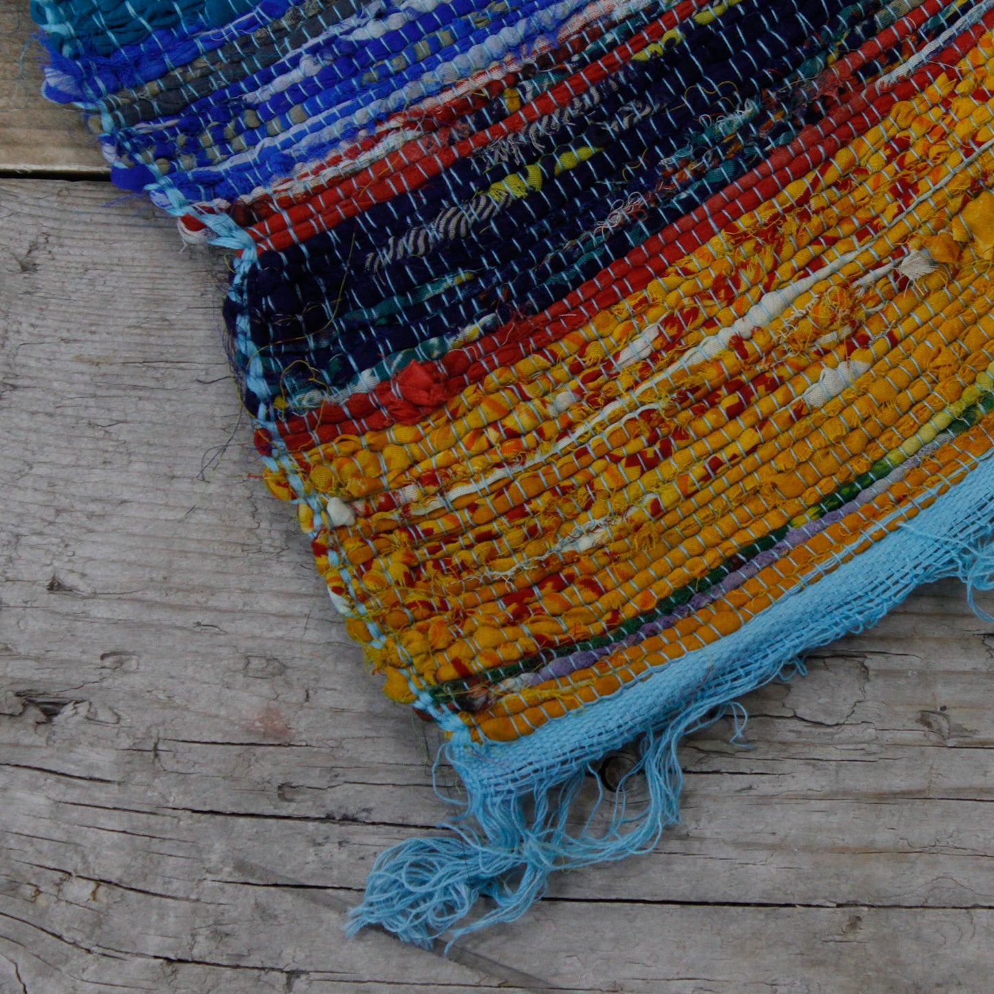 Indian Rag Rug 153 x 90cm Luxury - Blue