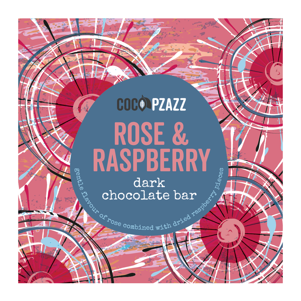 Coco Pzazz Rose & Raspberry Dark Chocolate Bar (80g)