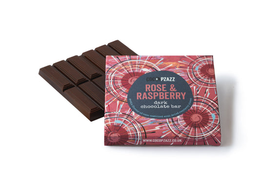 Coco Pzazz Rose & Raspberry Dark Chocolate Bar (80g)