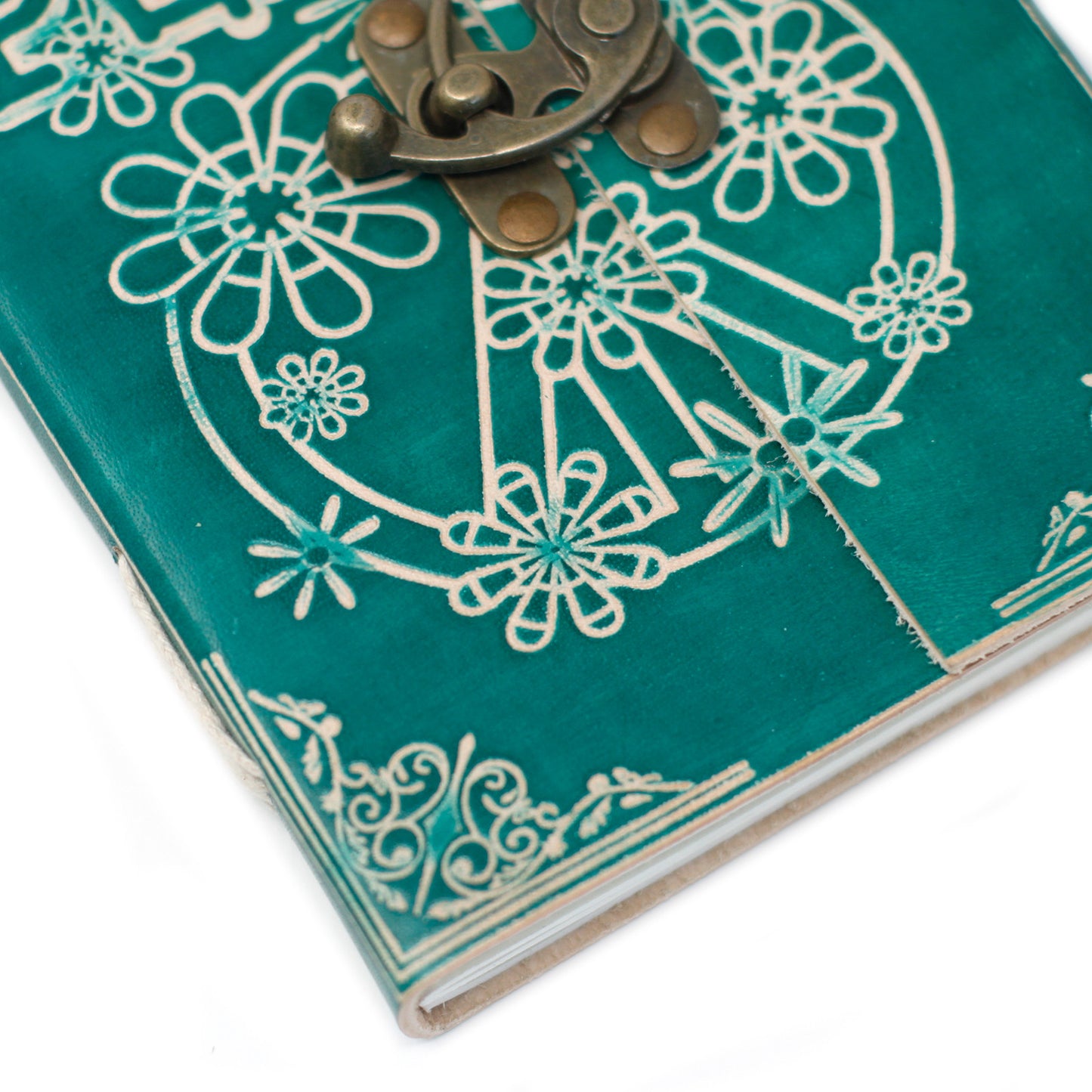 Leather Green Peace with Lock Notebook