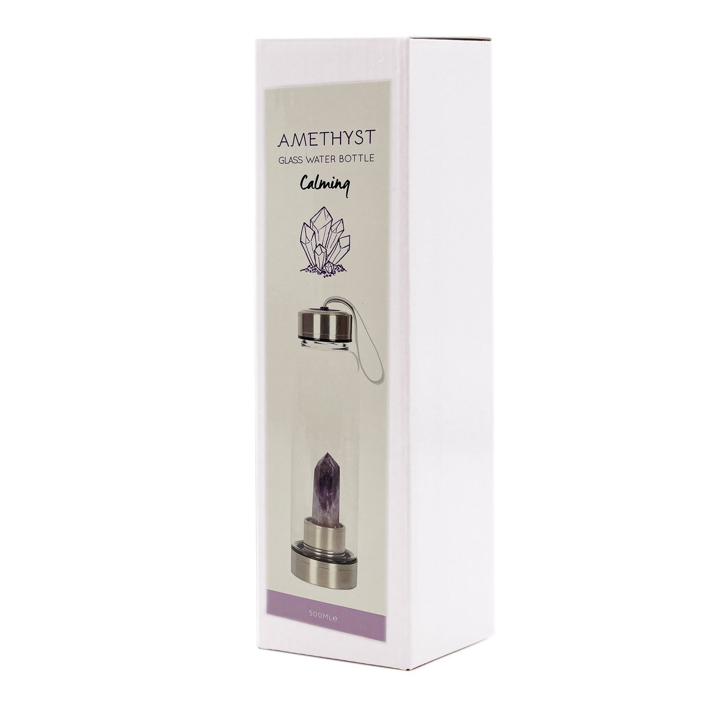 Amethyst Calming Glass Water Bottle