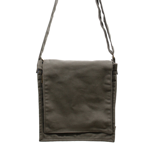 Cotton Canvas Messanger Bag - Graphite