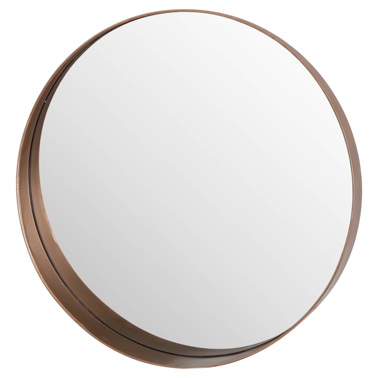 Circular Copper Finish Mirror With Protruding Edge