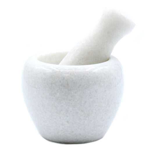 Medium White Marble Pestle & Mortar - 8x10cm