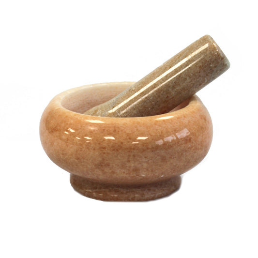 Small Peach Marble Pestle & Mortar - 8x5.5cm