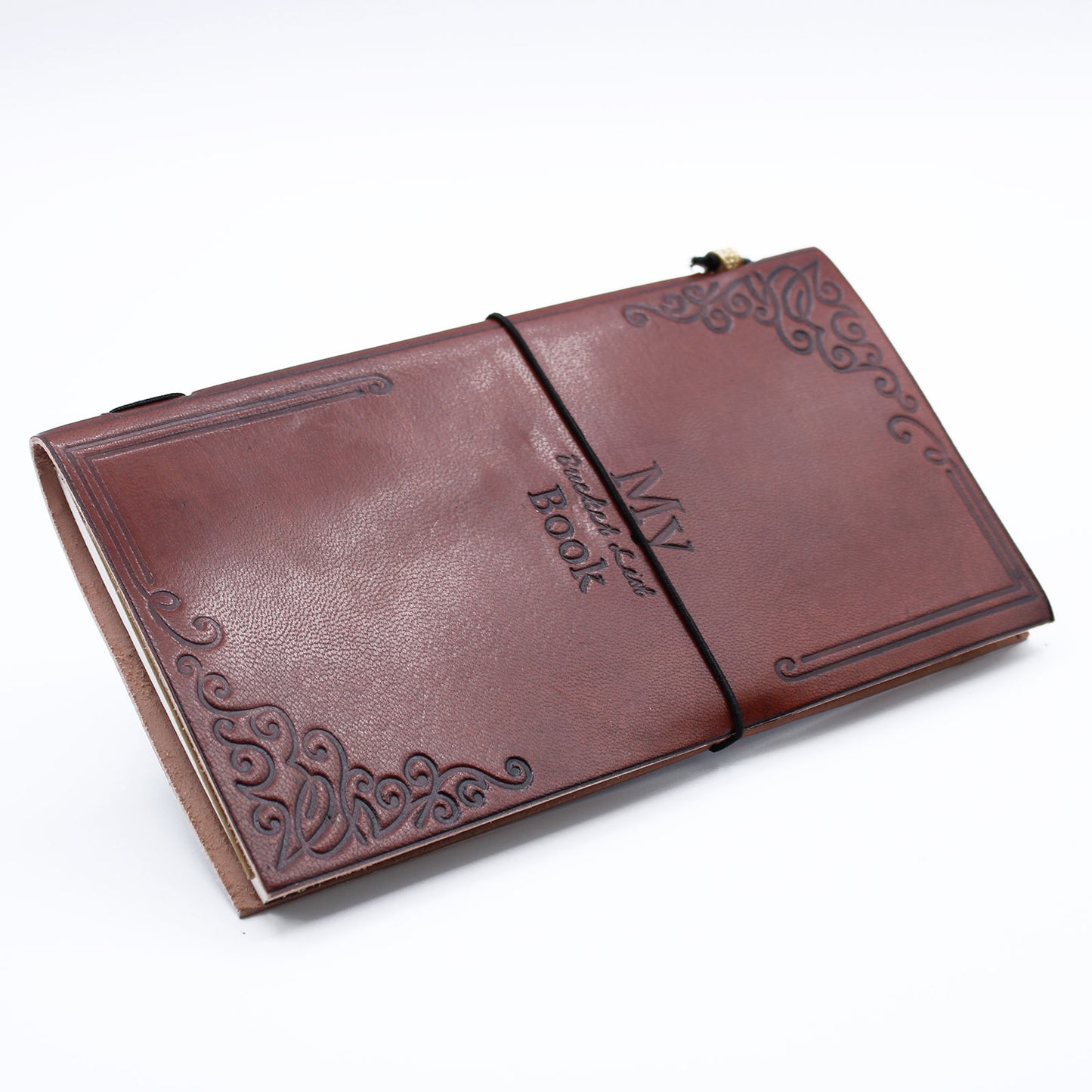 Handmade Leather Journal - My Bucket List Book - Brown