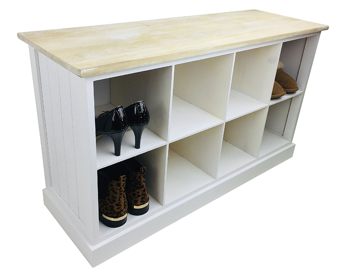 Wooden Bench With 8 Storage Compartments 96cm