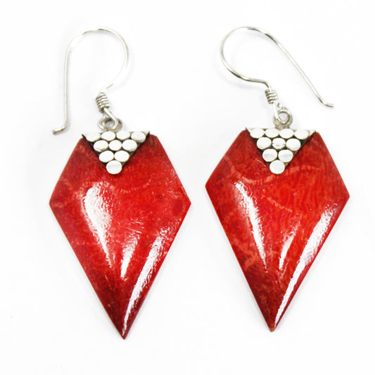 Grapes - Red Coral Imitation 925 Silver Earings