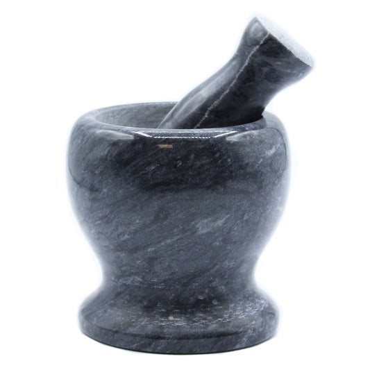 Large Black Marble Pestle & Mortar - 11x10cm