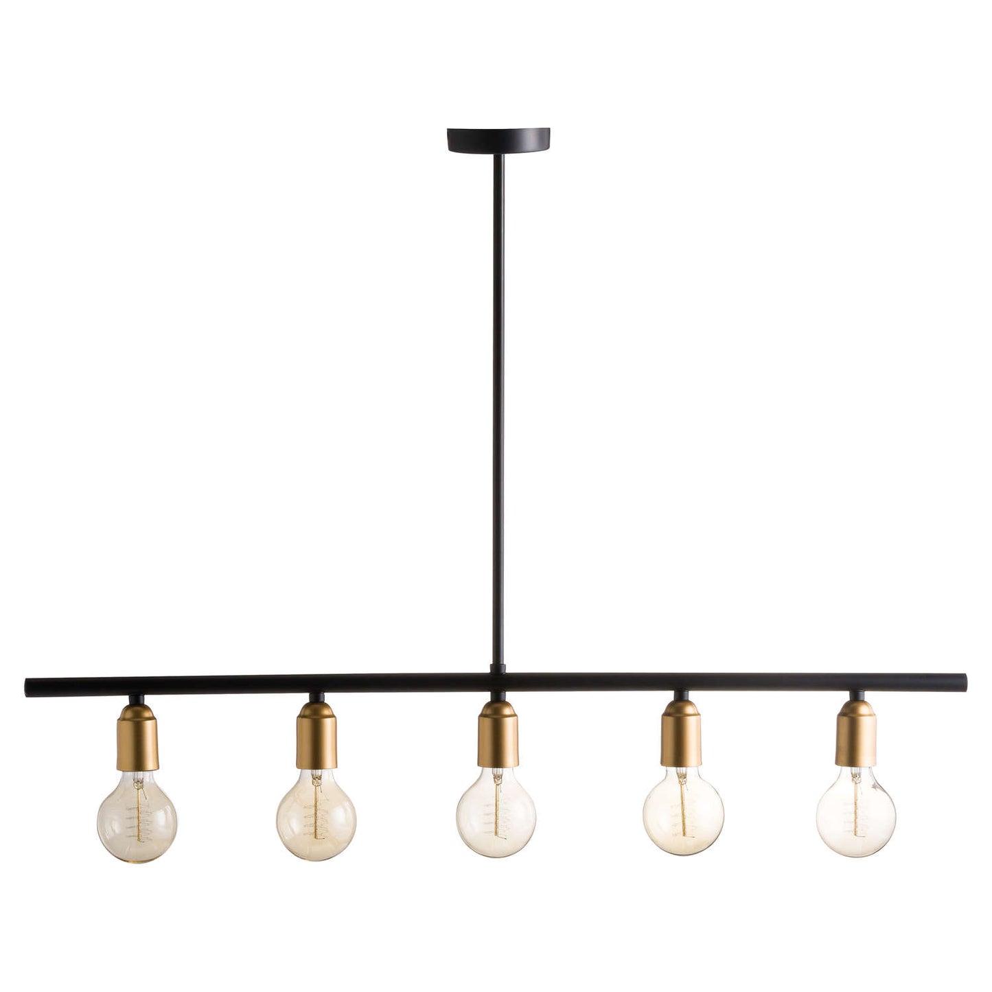 Black And Brass Industrial Five Bulb Bar Light