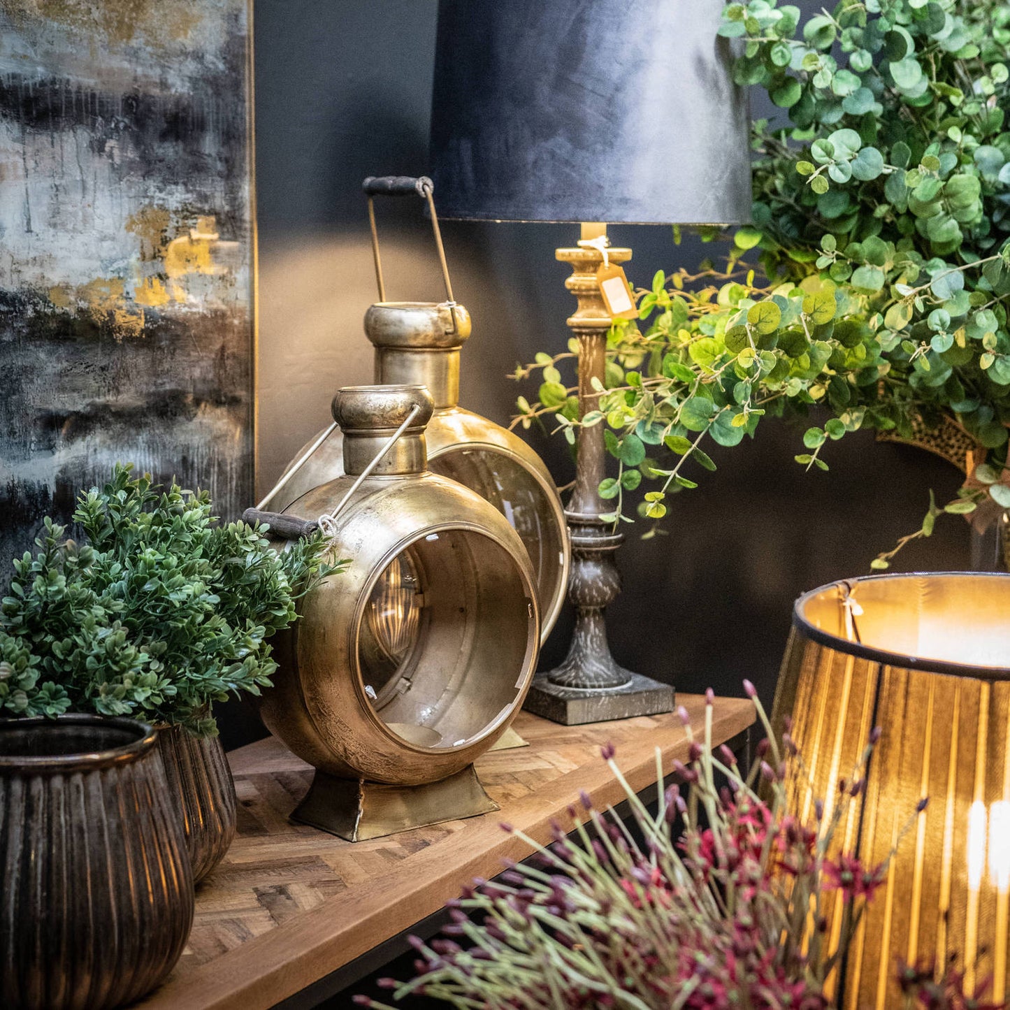 Medium Antique Brass Porthole Lantern