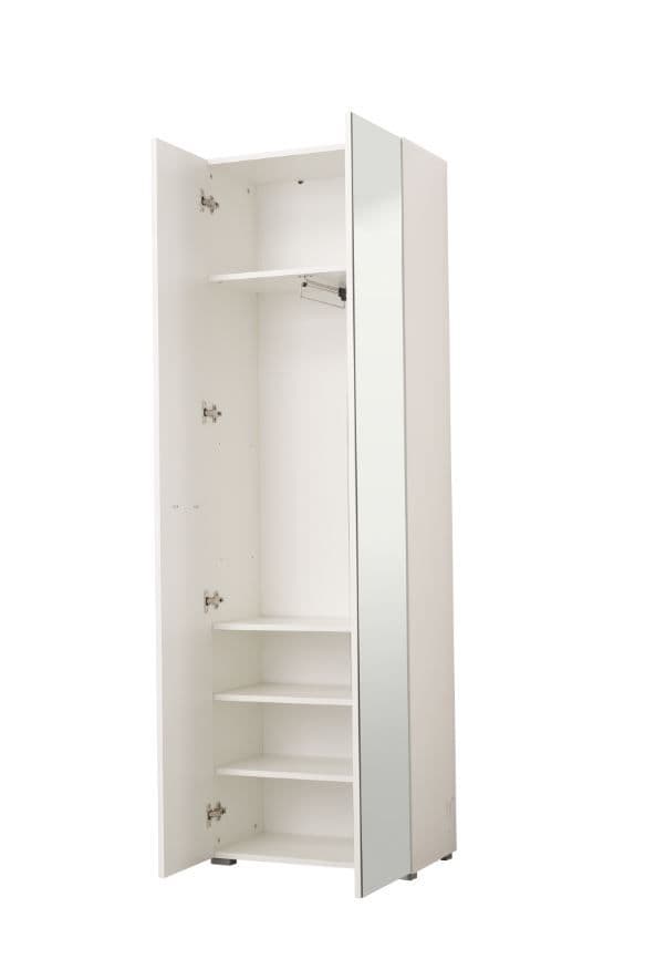 White Mirrored Narrow Wardrobe