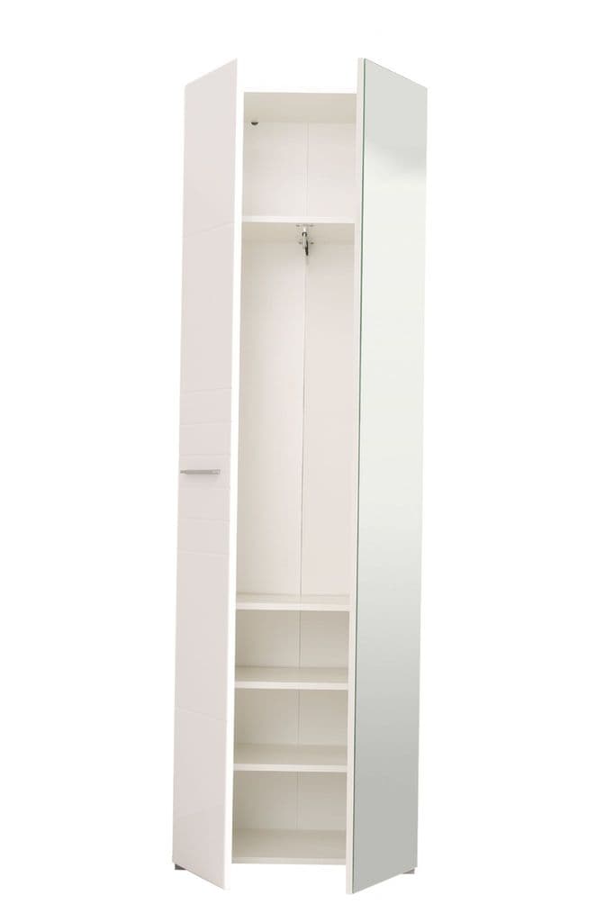 White Mirrored Narrow Wardrobe