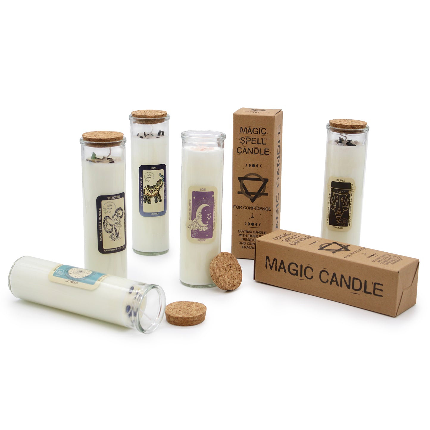 Magic Spell Candle - Seduction - Ylang and Patchouli - Mixed Stones