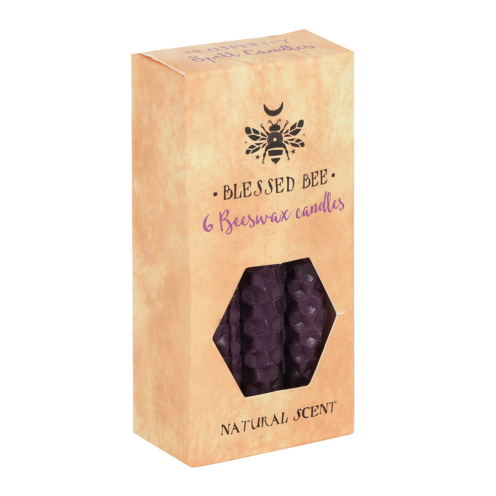 Purple Beeswax Blessed Bee Candles  -  Pack of 6 - Natural Scent