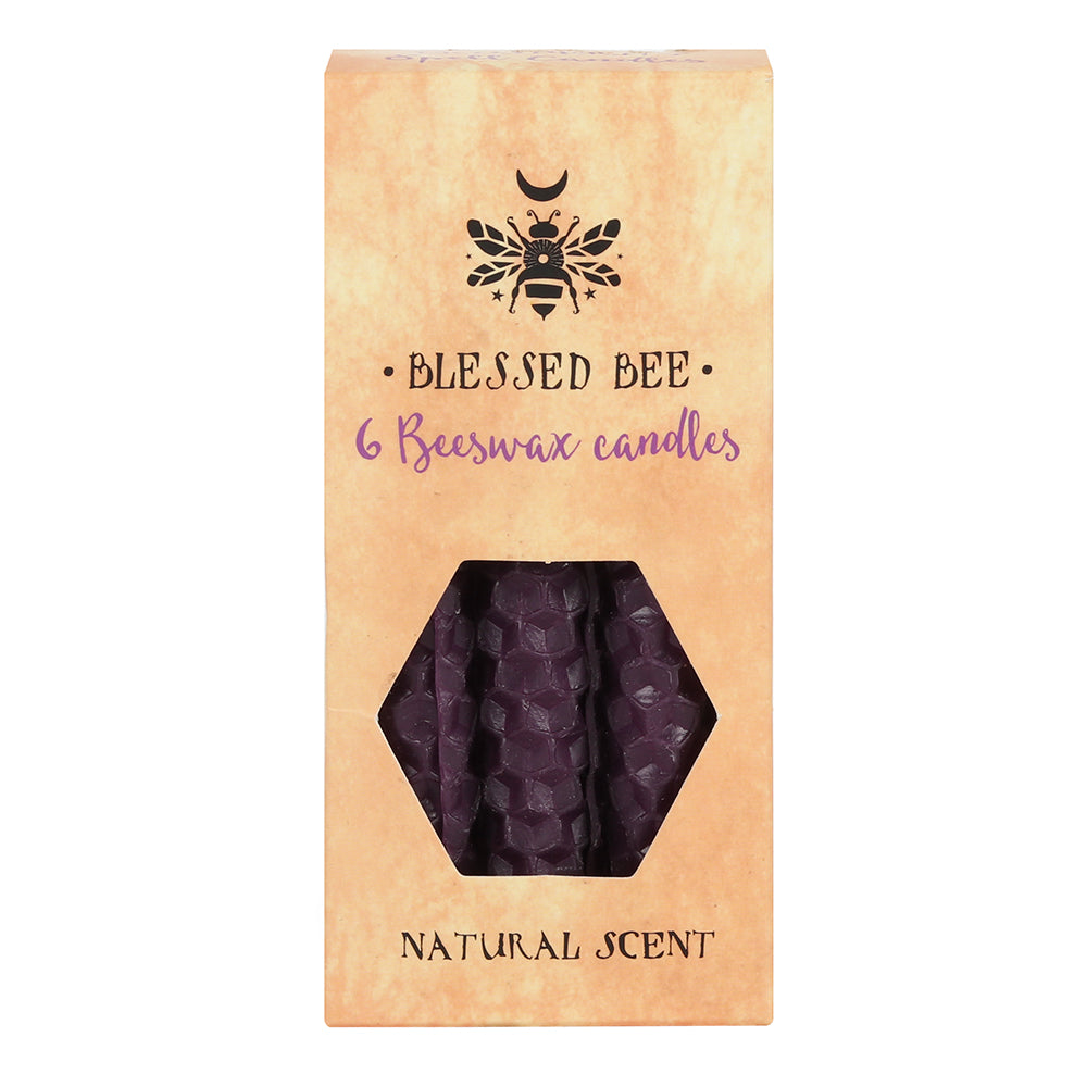 Purple Beeswax Blessed Bee Candles  -  Pack of 6 - Natural Scent