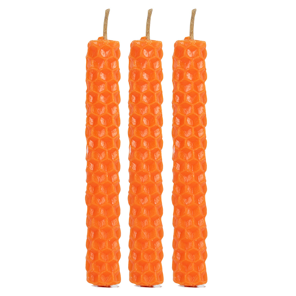 Orange Beeswax Blessed Bee Candles  -  Pack of 6 - Natural Scent