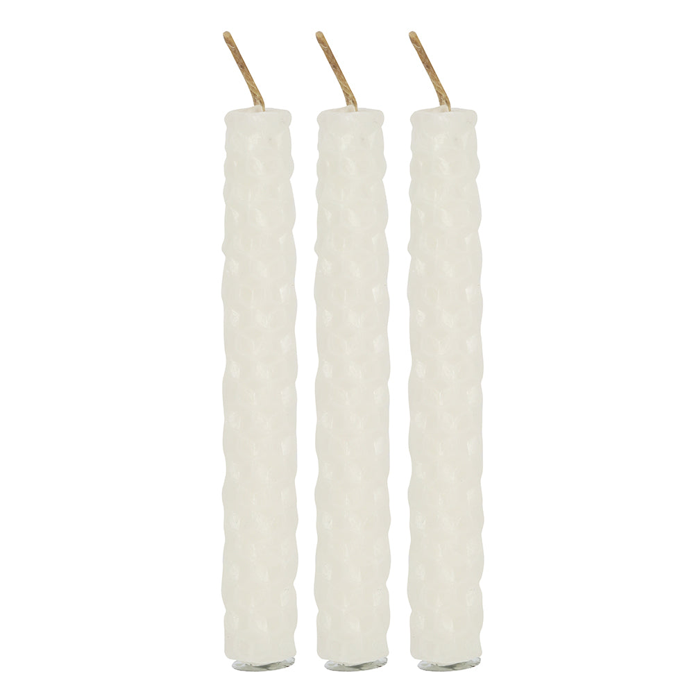 White Beeswax Blessed Bee Candles  -  Pack of 6 - Natural Scent