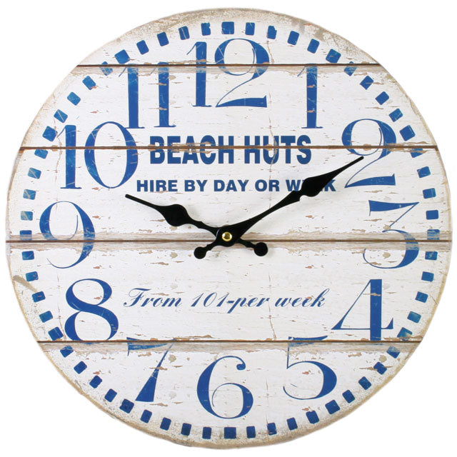 Shabby Chic Beach Huts Wall Clock