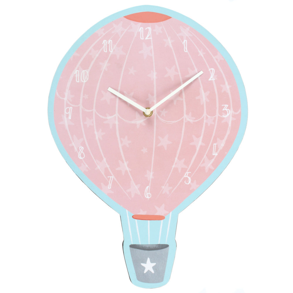 Pink Hot Air Balloon Wall Clock