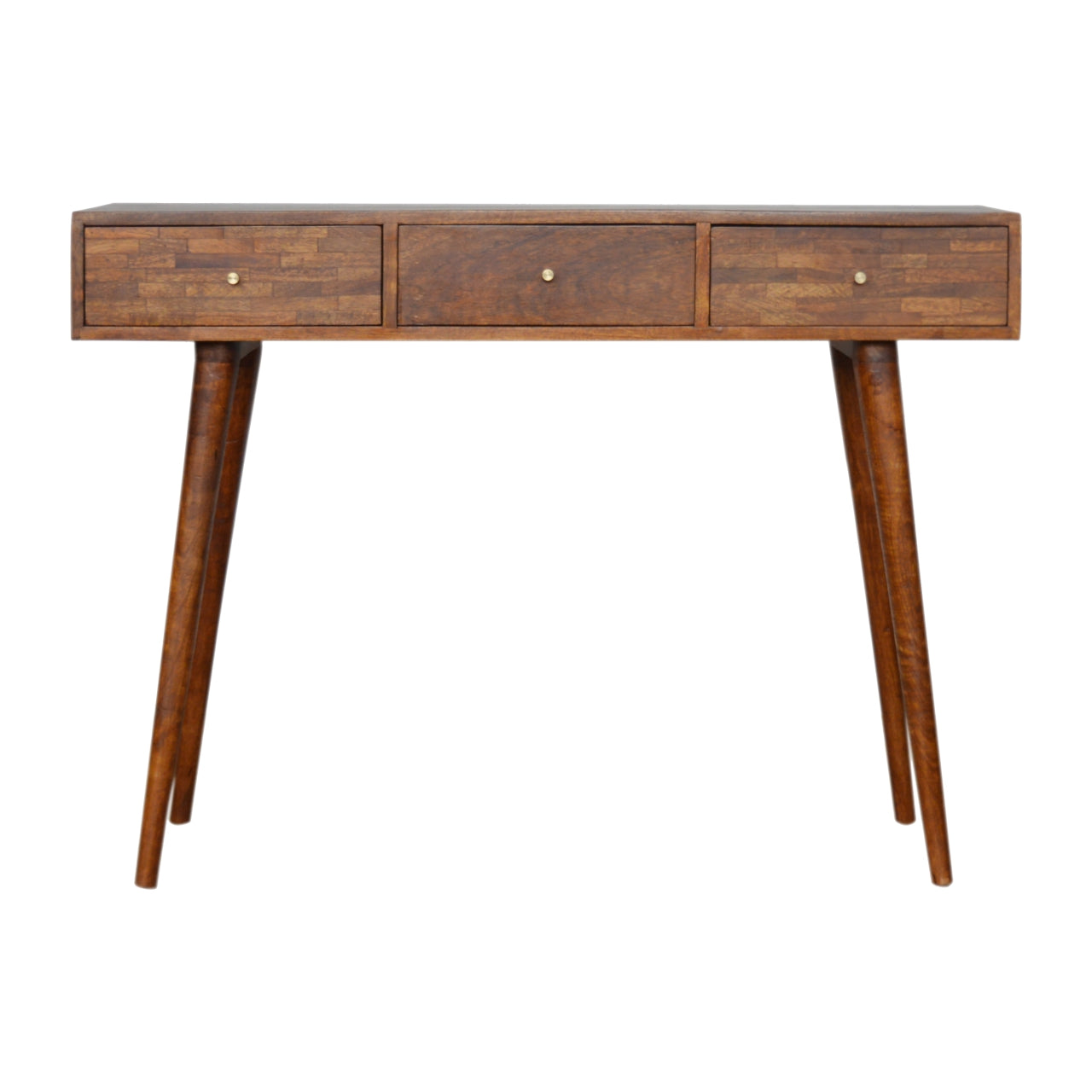 Three Drawer Mixed Chestnut Console Table