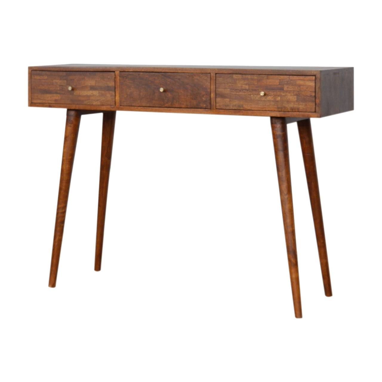 Three Drawer Mixed Chestnut Console Table