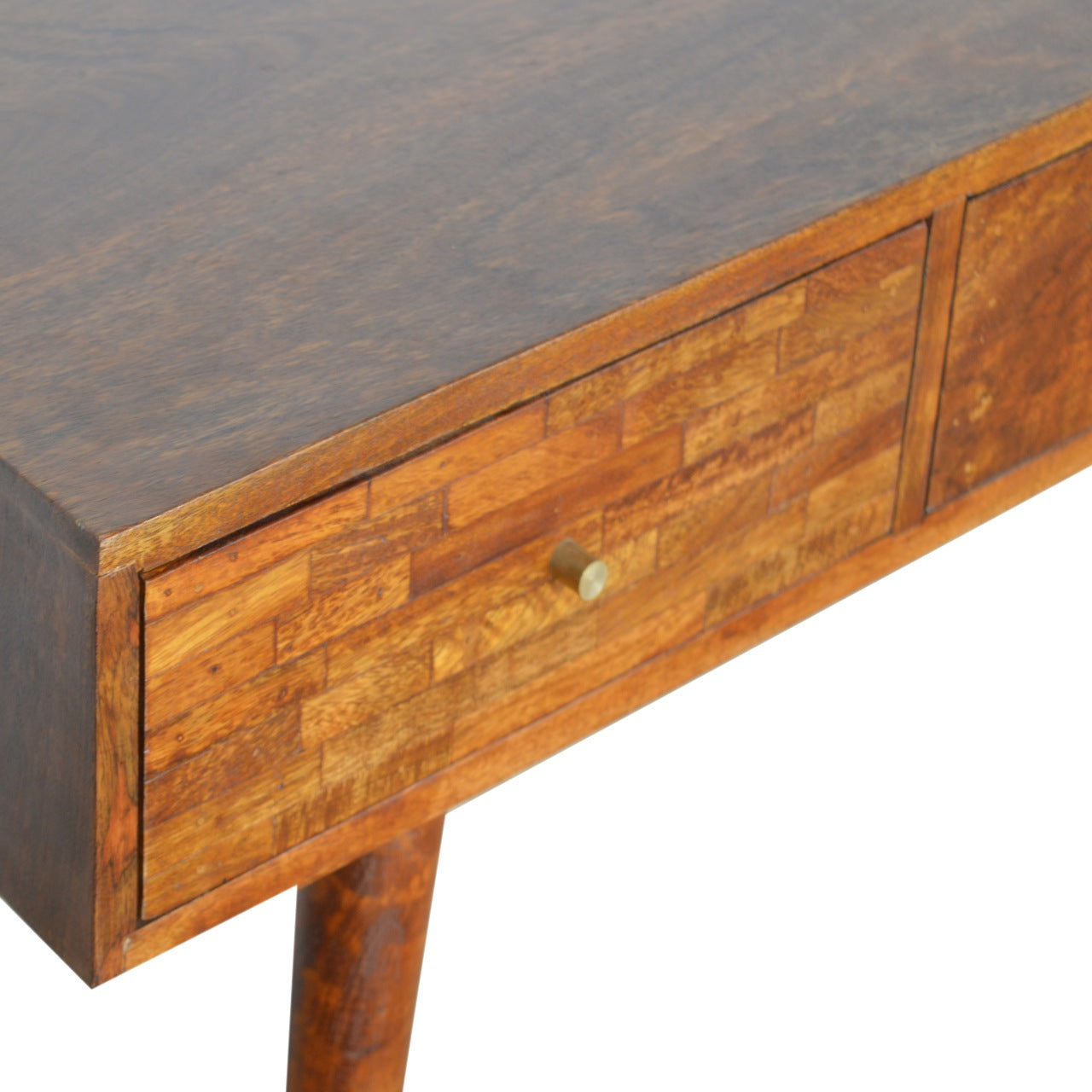 Three Drawer Mixed Chestnut Console Table