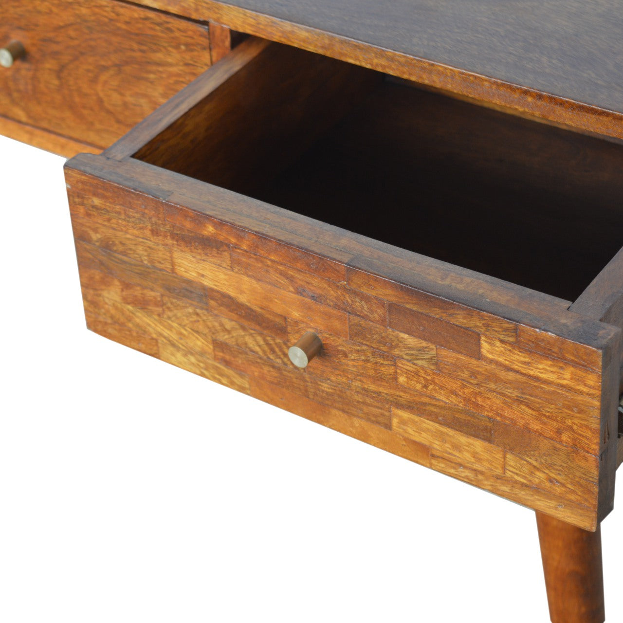 Three Drawer Mixed Chestnut Console Table