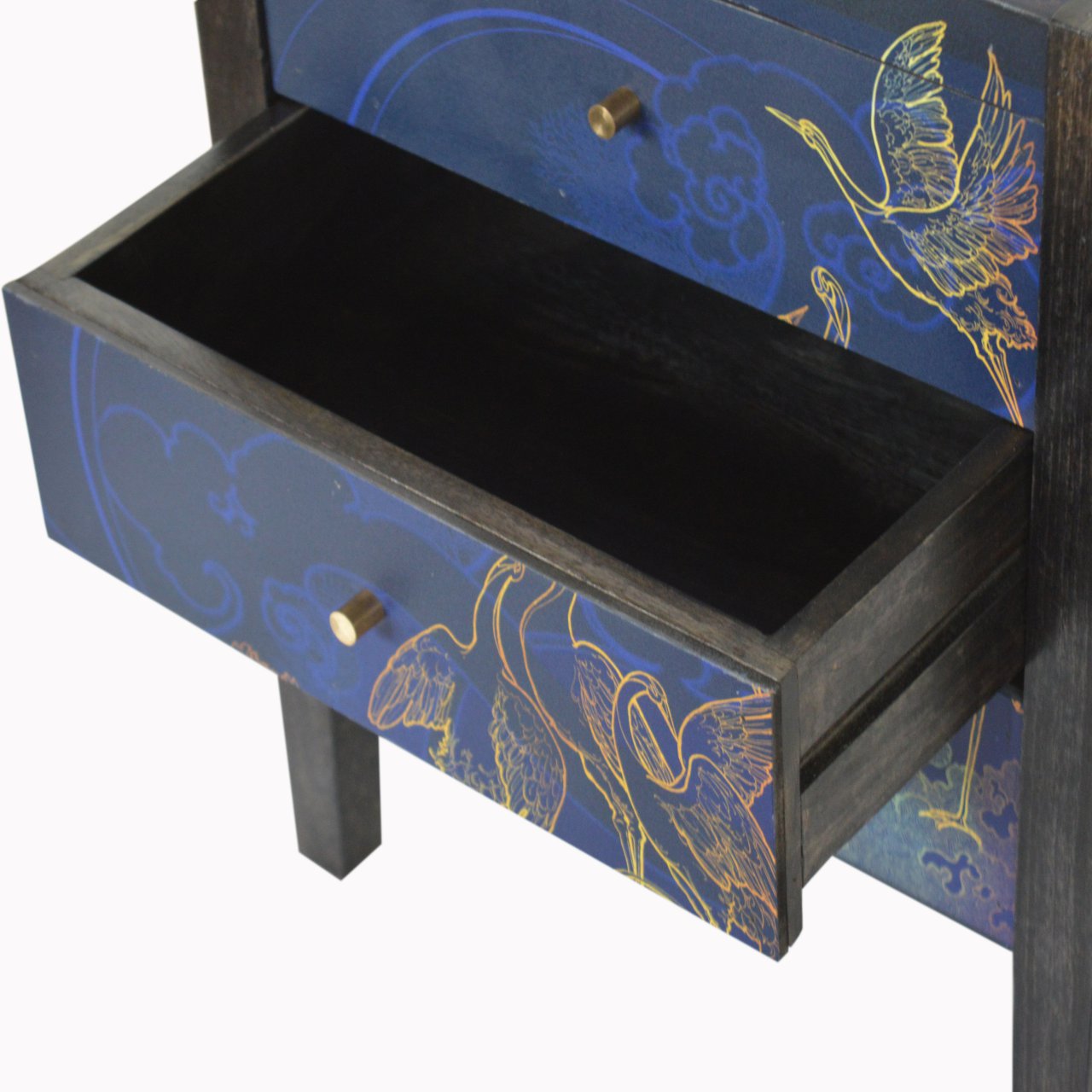 TOKYO - Three Drawer Mango Wood Midnight Blue Print Bedside