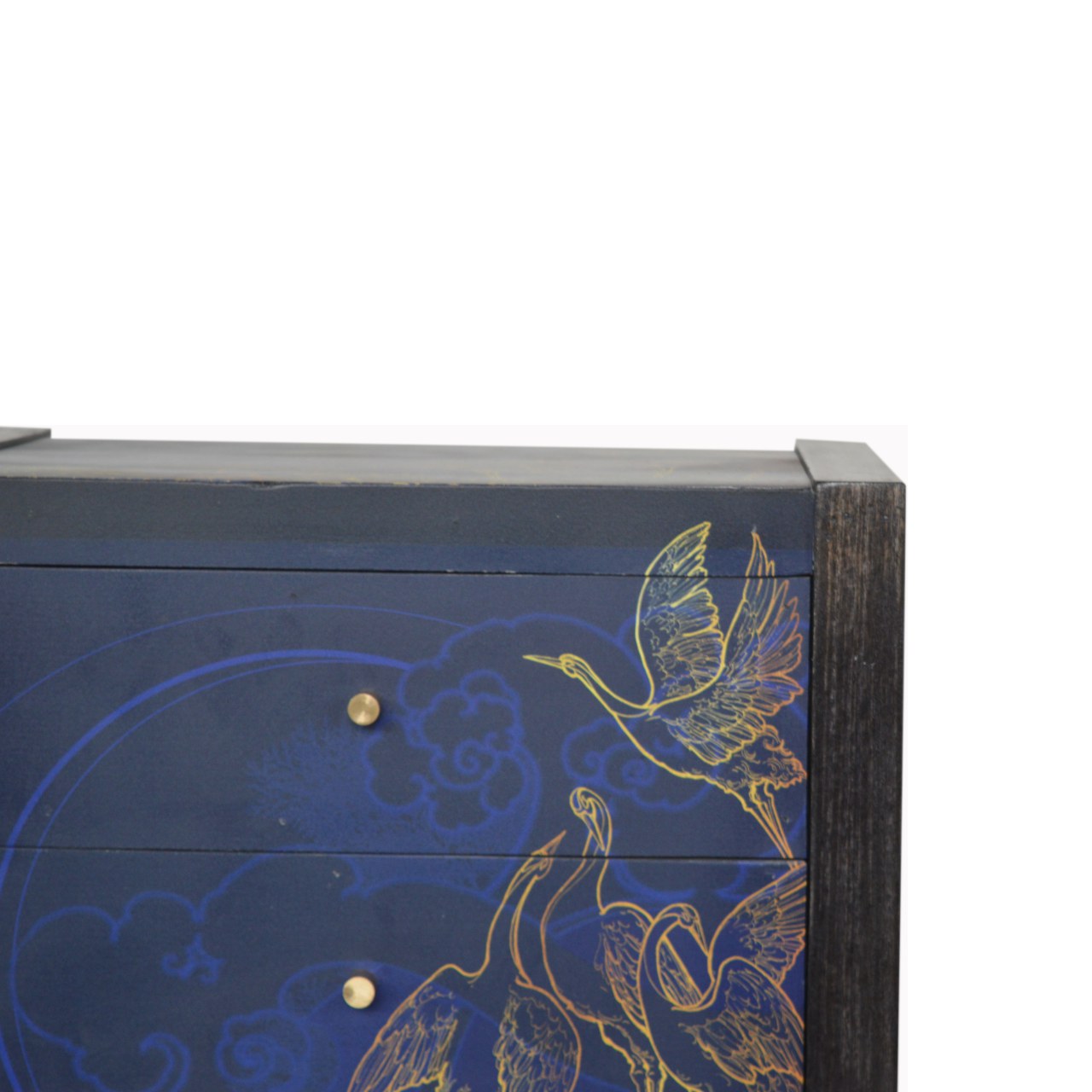 TOKYO - Three Drawer Mango Wood Midnight Blue Print Bedside