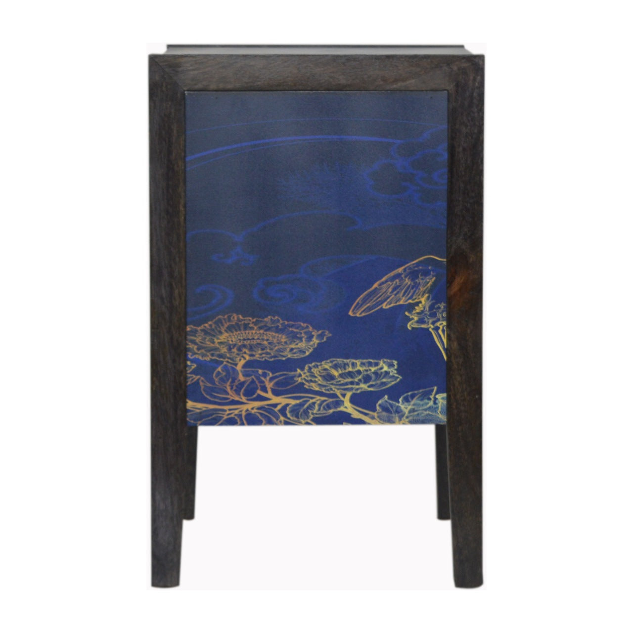 TOKYO - Three Drawer Mango Wood Midnight Blue Print Bedside