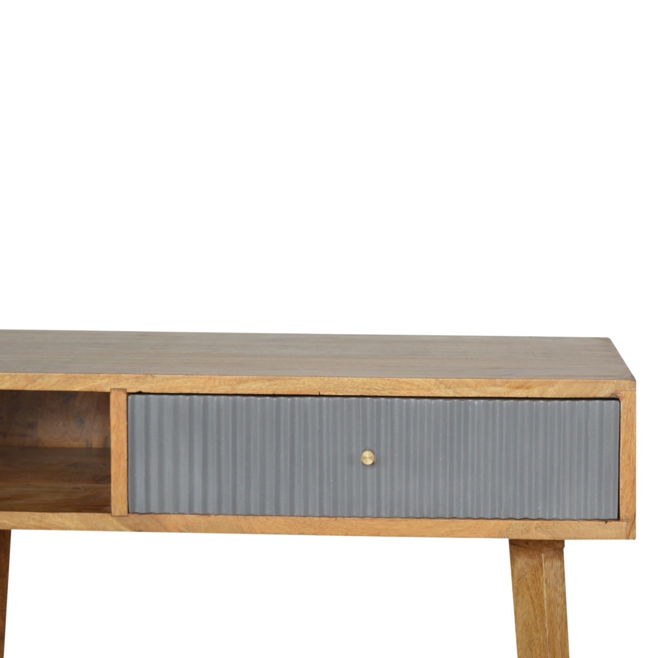 Solid Mango Wood Line Grey Painted Writing Desk