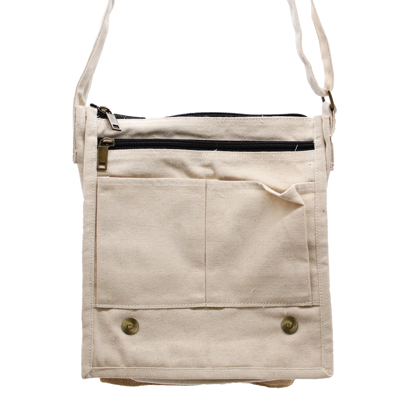 Cotton Canvas Messanger Bag - Natural and Soft Jute