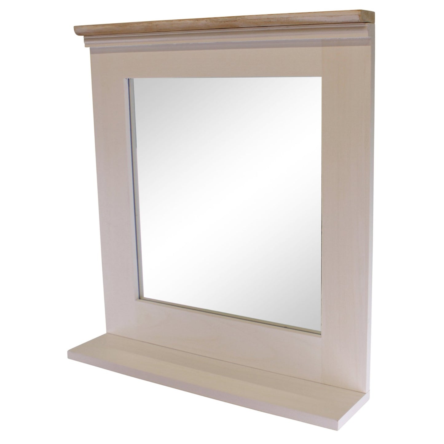 Whitewash Painted Wall Mirror With Vanity Shelf