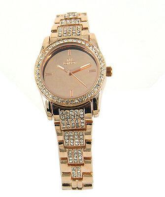 NY London Rose Gold Jewel Bezel Strap Mirror Watch Pl-2082