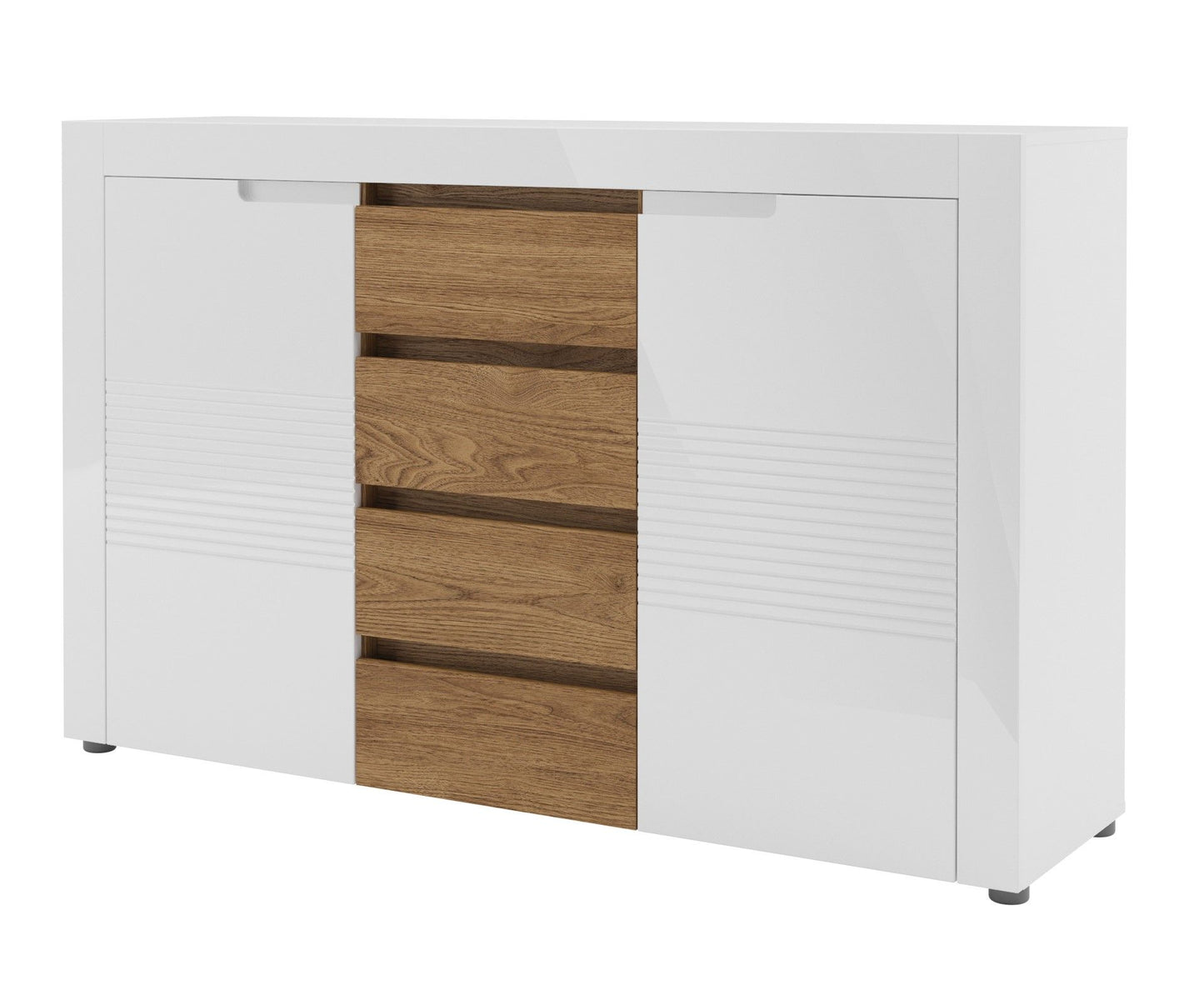 White Four Drawer Wide Sideboard