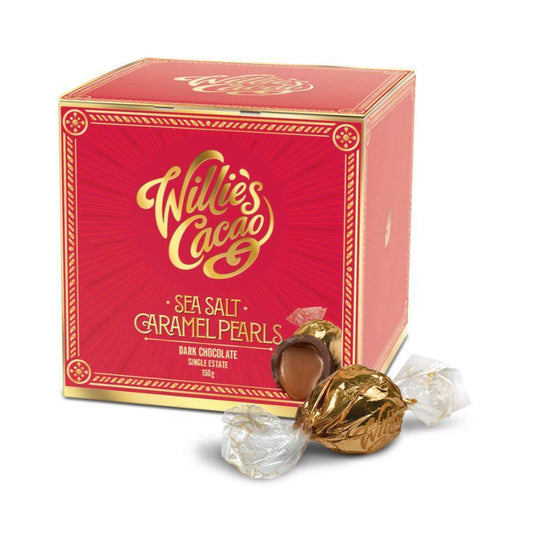 Willies Cacao Dark Chocolate Sea Salt Caramel Pearls (150g)