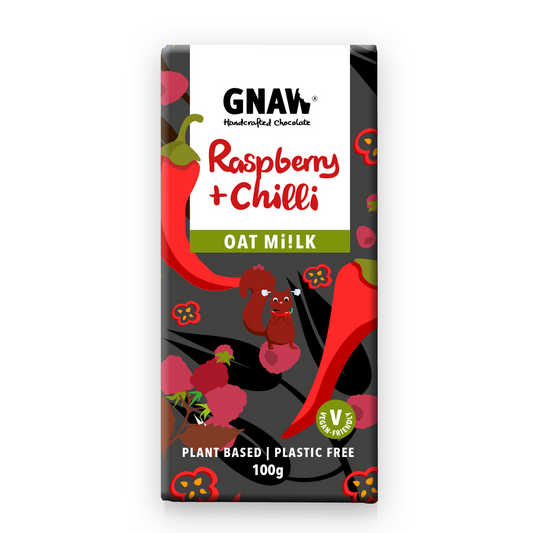 Gnaw Raspberry & Chilli Oat M!lk Chocolate Bar (100g)