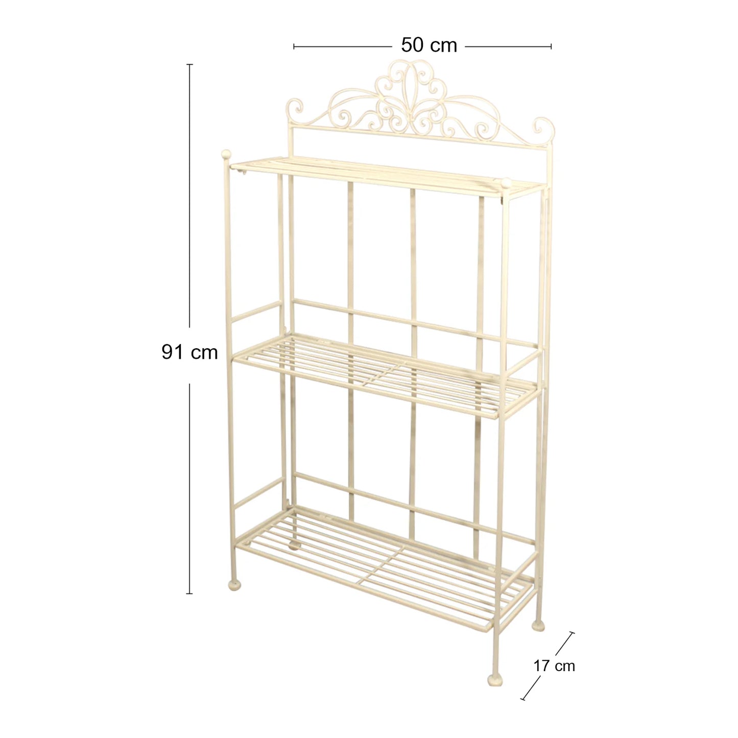 Cream Scroll 3 Tier Standing Rack