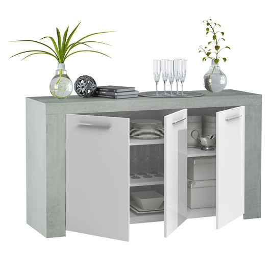 Alpine White Soft Gloss and Concrete Grey Sideboard