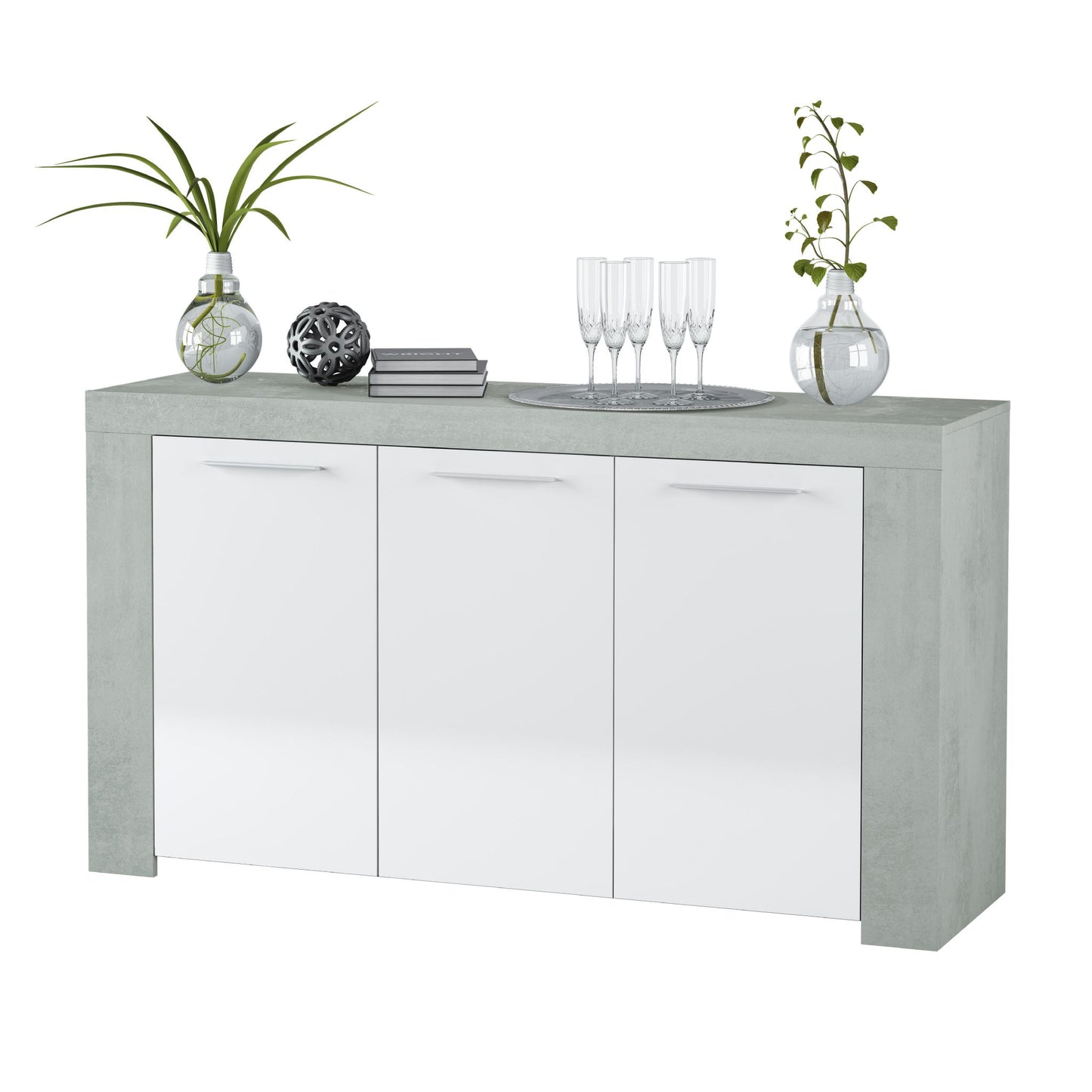 Alpine White Soft Gloss and Concrete Grey Sideboard