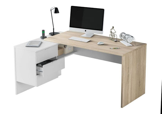 Oak And White Corner Desk Office Furniture