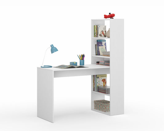 Matt Alpine White Computer Desk Table with Bookcase