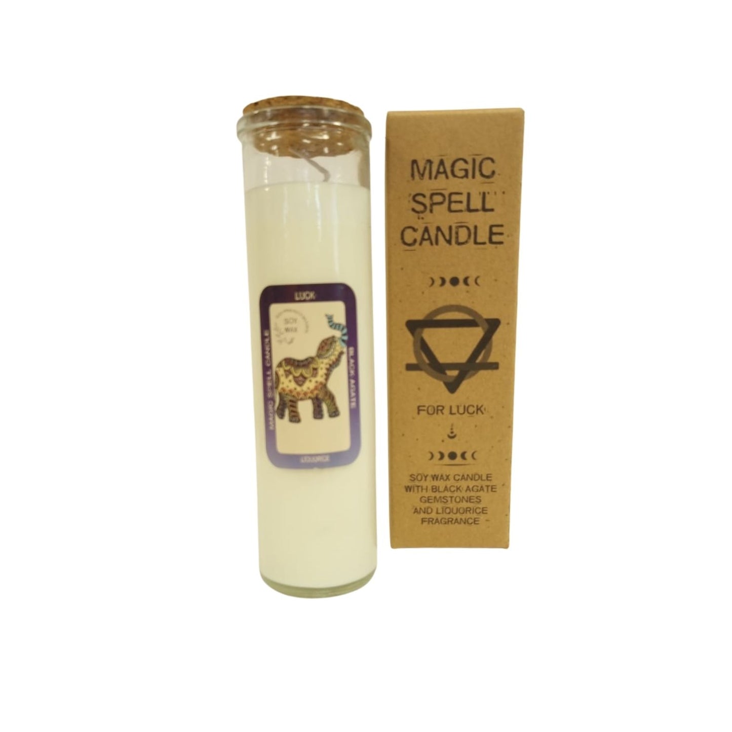 Magic Spell Candle - Luck - Liquorice - Black Agate