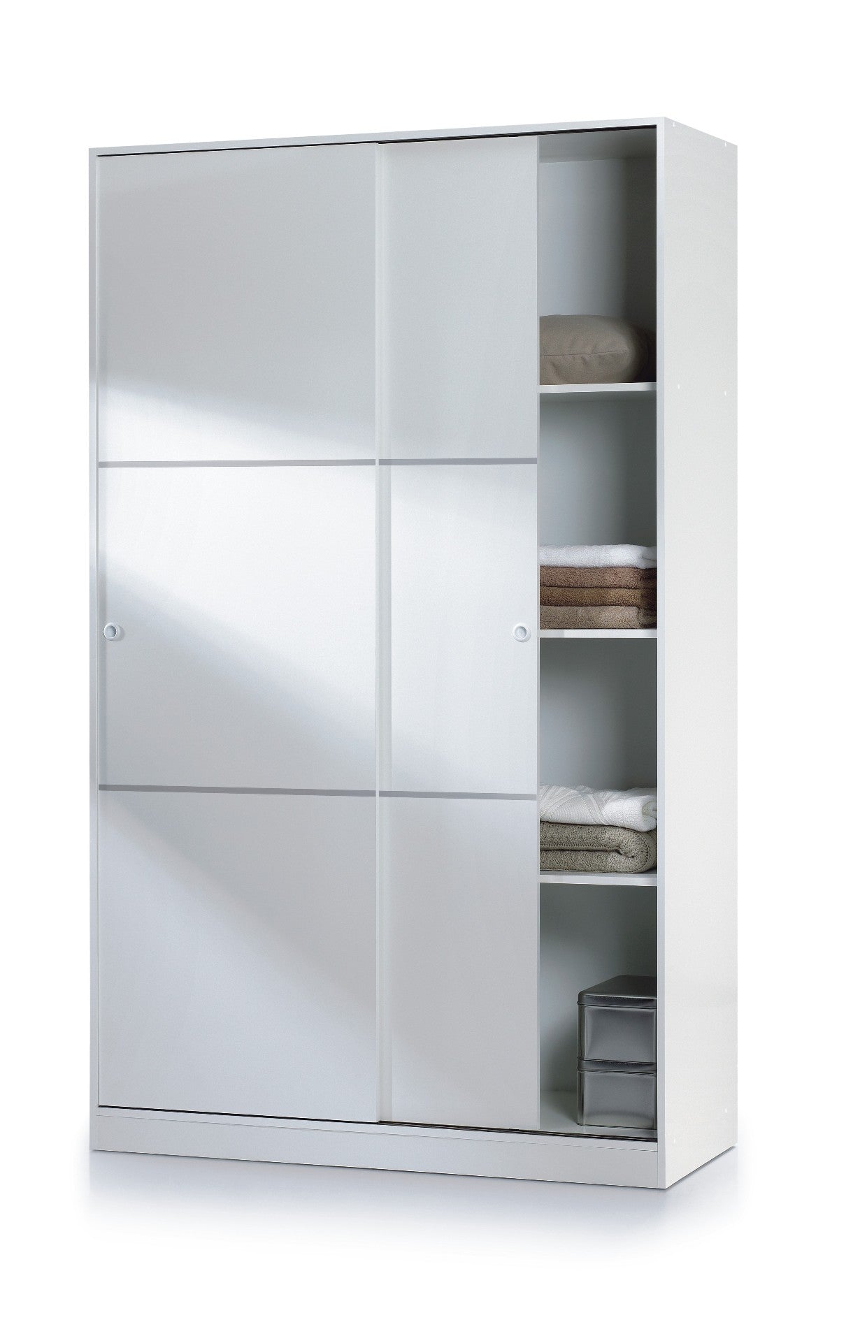 Sliding Door Wardrobe 120cm Gloss White