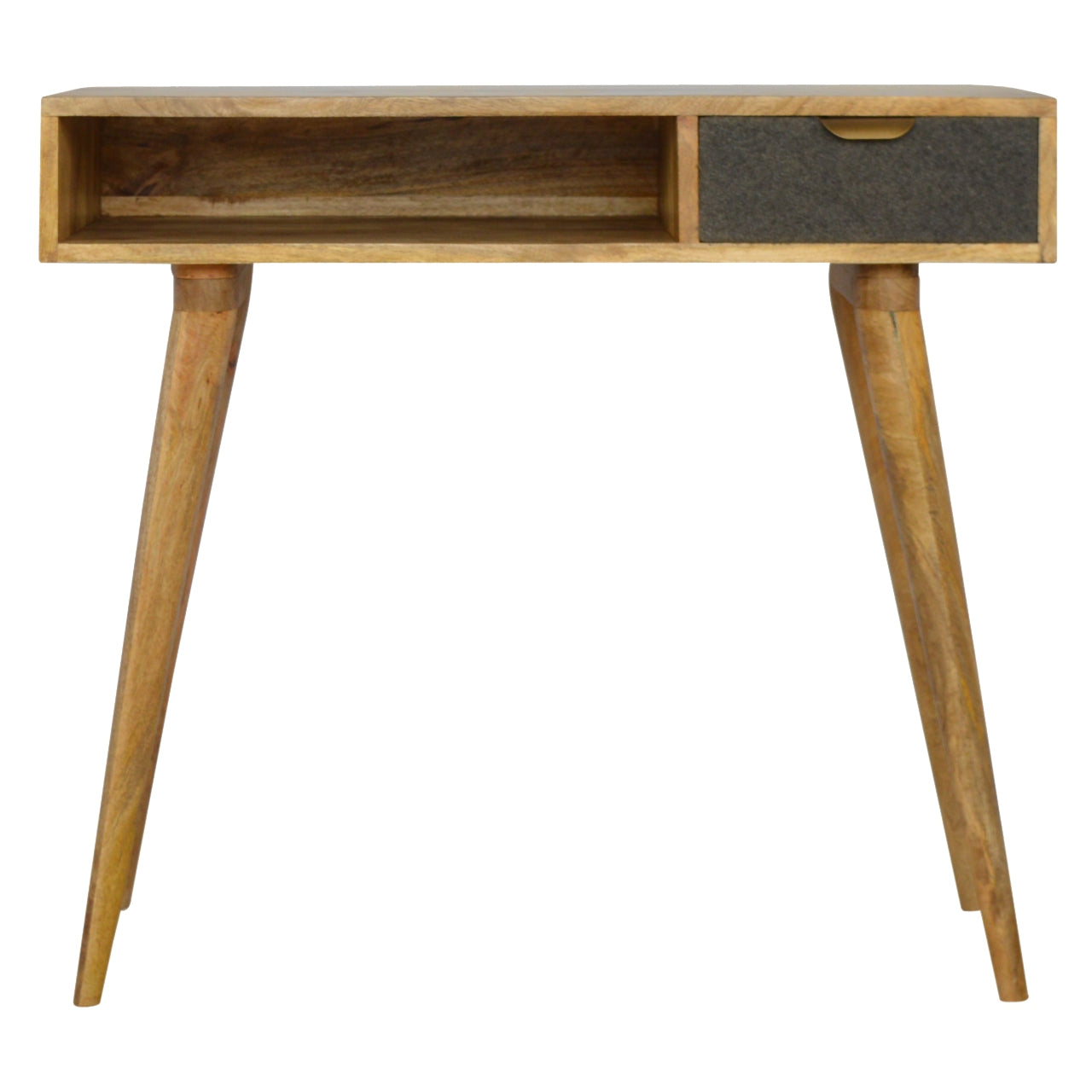 Solid Mango Wood Grey Tweed Writing Desk