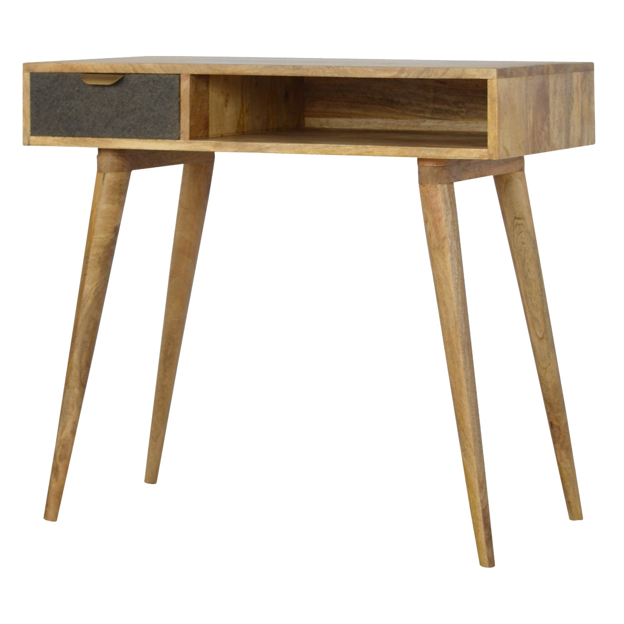 Solid Mango Wood Grey Tweed Writing Desk