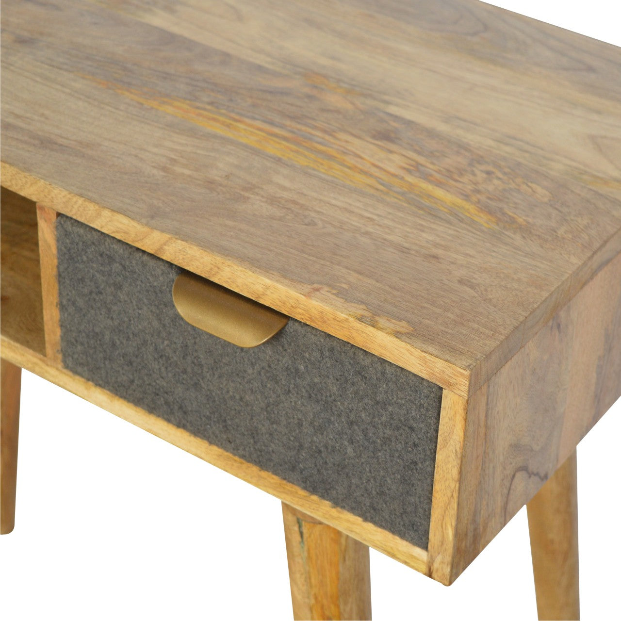 Solid Mango Wood Grey Tweed Writing Desk